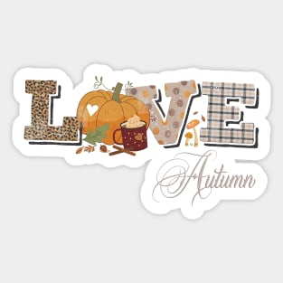 Love Autumn Patchwork Sticker